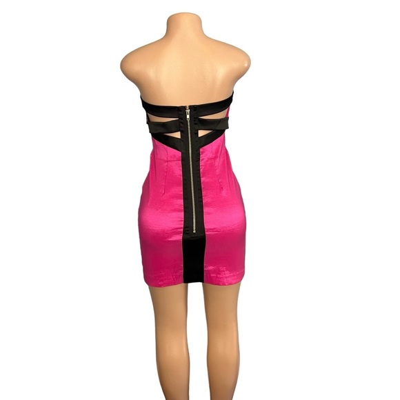 Jessica McClintock Vintage Bright Pink Strapless Mini Dress - Picture 7 of 8